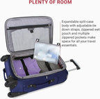 SWISSGEAR Sion Softside Expandable Spinner Luggage Durable Lightweight Travel Suitcase, Blue, 2-Piece Set (21/29)