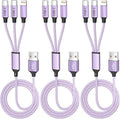3Packs 4FT Multi Charging Cable with 2 USB-C/IP Port, Purple Charging Cords for Multiple Devices, USB C Splitter Cable, Multiple Charger Cord Travel Car Charger for iPhone17-8, Androids iPad and More