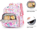 mibasies Kids Backpack for Girls: Girls Backpack 5-8 - Kindergarten Elementary School Bookbag for Girl - Flower Pink