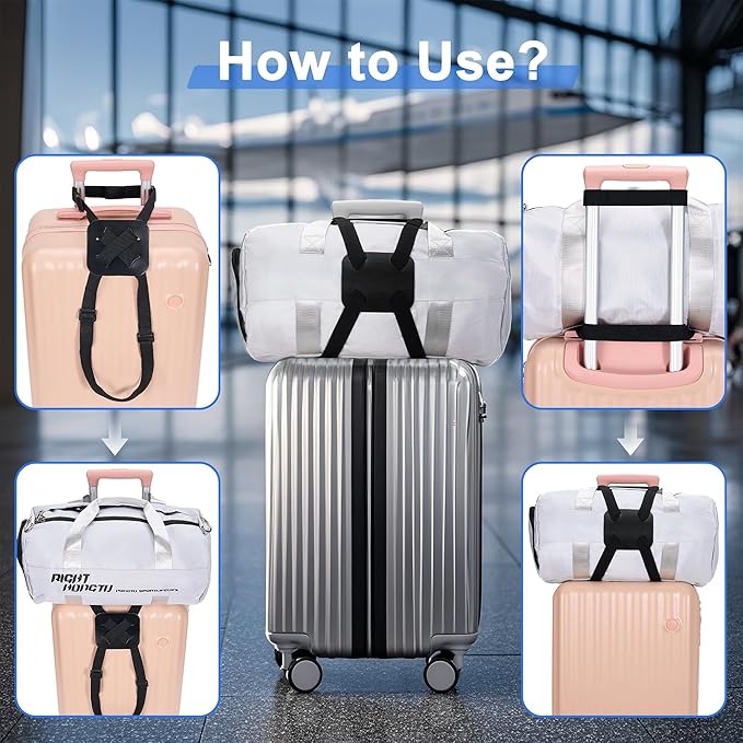 Chelmon Luggage Straps, Ajustable Elastic Bungee Belt for Suitcases, Add Extra Bag Easy and Securely for Travel (Black)
