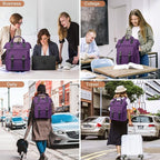 LOVEVOOK Laptop Backpack for Women Work Travel Backpack, Teacher Doctor Nurse Bags College Backpack Purse, Business Commuter Computer Laptop Bag, 17 Inch, Dark Purple-black