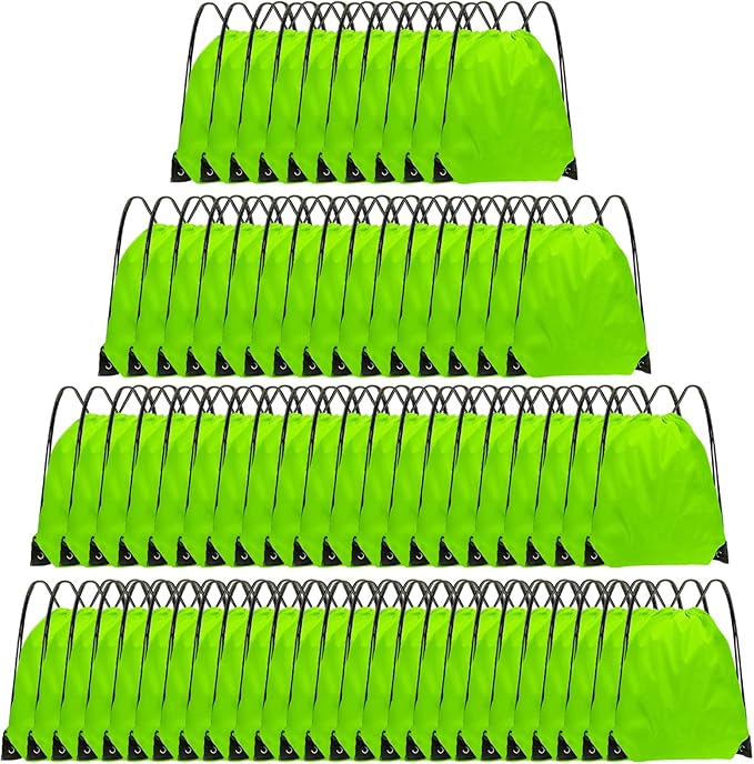 Grneric Drawstring Backpack Bulk 70Pcs String Backpack Drawstring Bags Cinch Bag Sackpack for Men Women Gym(Light Green)