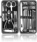 OKOM 19PCS Nail Clipper Set - Professional Manicure Nail Kit for Men Women, Stainless Steel Nail Clippers with Case, Fathers Day Gift