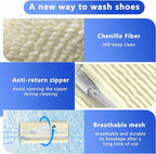 2Pcs Reusable Shoe Washing Machine Bag for Washer and Dryer:Free Up Hands, Prevent Deformation,shoe bag with Zipper Protection Design, Use for all Shoes,Sports Shoes(Cream)