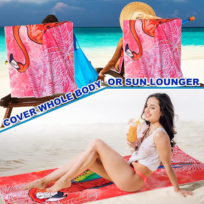 EBOOT 10 Pack Oversized Beach Towel Set Extra Large Pool Towels Microfiber Quick Dry Swim Blanket for Adult Women Men Face Hand Body Bath Travel Pool(Elegant Color,36 x 72 Inch,Summer)