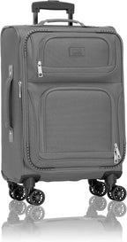 U.S. Traveler Rio Lightweight Softside Rolling Carry-on Suitcase, 4-Wheel Single, Light Gray