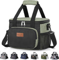 Lifewit Medium Lunch Bag, Insulated Lunch Box, Soft Cooler Cooling Tote for Adult Men Women, Black and Green 12-Can (9L)