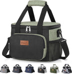 Lifewit Medium Lunch Bag, Insulated Lunch Box, Soft Cooler Cooling Tote for Adult Men Women, Black and Green 12-Can (9L)