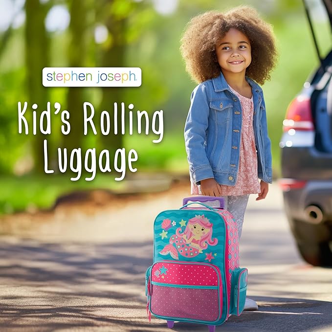 Stephen Joseph Kids Classic Rolling Luggage, Kids Luggage, Toddler Rolling Travel Carry On, Kids Suitcase with wheels,