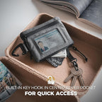 VULKIT RFID Blocking Lanyard Wallet for Men and Women, Nylon Neck Wallet with ID Window, Zipper Pouch and Keychain, Magnetic Pocket for Hiking, Fishing and Outdoor Activities, Ash Gray