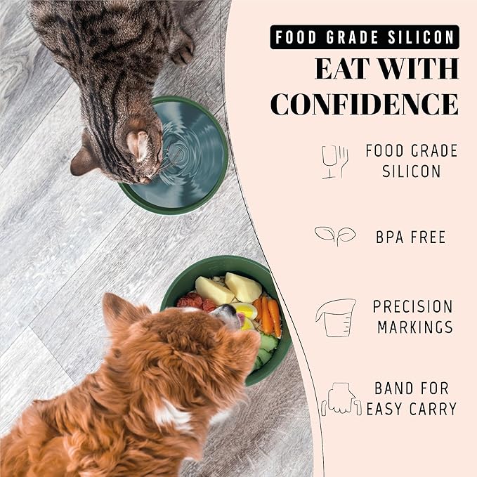 AVERYDAY 30 Oz Travel Dog Bowls with Lids, 2-in-1 Portable Pet Bowls for Food and Water, Leakproof Travel Dog Food & Water Bowl for Outdoor, Camping, Travel Dog Feeding Bowl, Daycare Pet Bowls