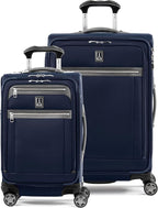 Travelpro Platinum Elite Softside Expandable Luggage, 8 Wheel Spinner Suitcase, TSA Lock, Men and Women, Dark Blue, 2-Piece Set (21/25)