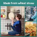 Teivio 32-Piece Kitchen Plastic Wheat Straw Dinnerware Set, Service for 8, Dinner Plates, Dessert Plate, Cereal Bowls, Cups, Unbreakable Plastic Outdoor Camping Dishes, Beige