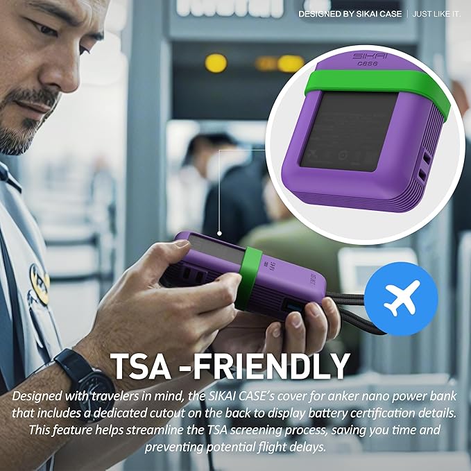 Silicone Case for Anker Zolo Power Bank (10,000mAh 30W) A1680/A1688 Protective Cover with Lanyard Slot, Drop-Proof Dust-Proof Precise Cutouts for Daily Use & Travel (Purple)