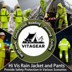 Hi Vis Class 3 Safety Rain Jacket for Men Waterproof, Reflective High Visibility Rain Gear Construction Rain Suit (Yellow 4XL/5XL)