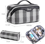 BOYATU Travel Makeup Bag Organizer Cosmetic Bag: 3 Pcs Set Make up Bags for Women with Handle - Waterproof Vegan Leather Toiletry Bags Travel Essentials Pouch with Compartments (F-01-Black)