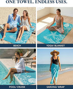 LANE LINEN 2-Pack Oversized Beach Towels, 39"x71" – Quick-Dry, Sandproof & Absorbent – Lightweight Travel Essentials for Pool or Shore – Starfish Serenade