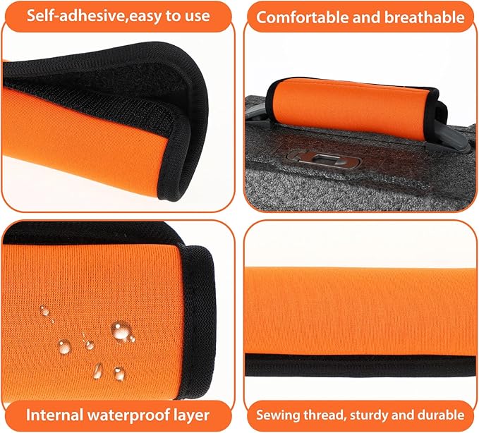 2 Pack Luggage Handle Wraps for Suitcase, Bright Color Comfort Soft Handle Covers Suitcase Luggage Handle Wrap Luggage Tag Wraps Travel Accessories (Orange)