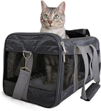 Sherpa Pet Carrier Airline Approved with Spring Wire Frame - Cat Carrier and Dog Carriers for Airline Travel and Vet Visits, Mesh Ventilation, Locking Zippers - Charcoal Grey, Large