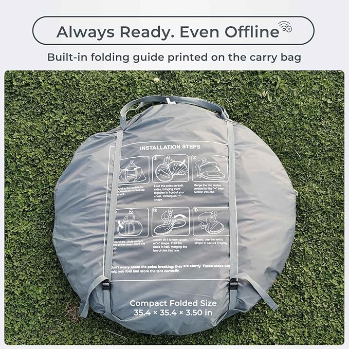 4/6 Person Easy Pop Up Tent,Camping Tent with Skylight and Rainfly,Waterproof,Quick Setup-Instant Tents for Camping Outdoor