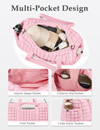 Quilted Travel Duffle Bag for Women Medium Weekender Bag Puffer Overnight Bag Large Soft Puffy Duffel Bag Carry-On Gym Bag Lightweight Personal Item Travel Bag for Trips Business Sport Airplane