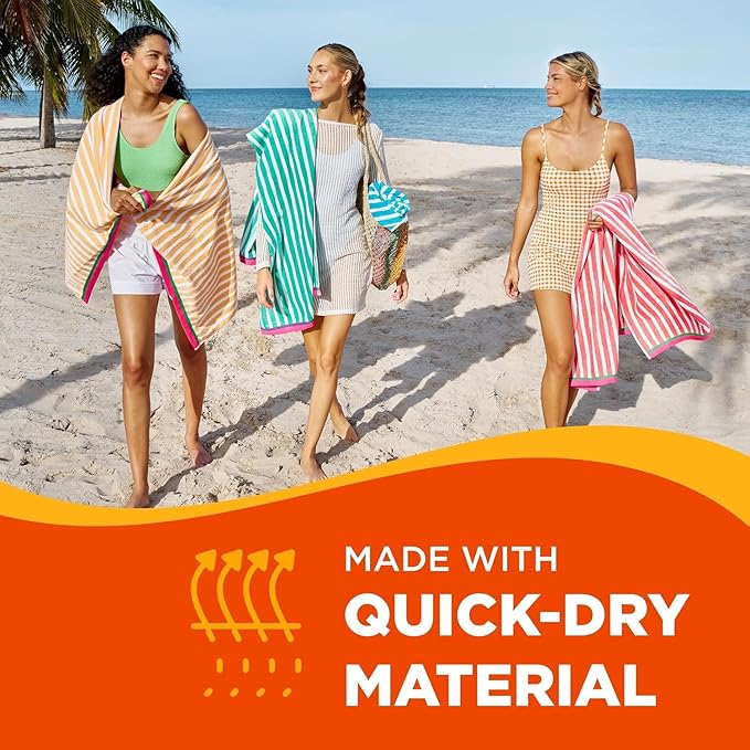 Kaufman - Colorful Racing Striped Beach & Pool Towel - Extra Large Beach Towel - Soft & Absorbent 100% Cotton Towels - Assorted Colors - 30" x 60" (2-Pack)