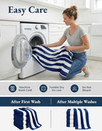 LANE LINEN Beach Towels 4 Pack - Premium 520 GSM Beach Towel – 100% Cotton Ultra Soft, Thick & Highly Absorbent Pool Towels for Seaside & Summer Use - Quick Dry Towel Set for Holiday Travel Use - Blue