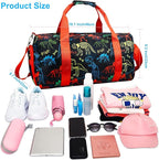 Gym Travel Duffle Bag for Boys - Sports Dance Bag with Shoe Compartment & Wet Pocket Binosaur Kids Travel Bag Teens Weekender Sleepover Carry On Bag