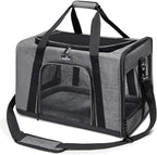 Wakytu Pet Carrier for Small Cats Dogs, Dog Carrier Travel Bag with Adequate Ventilation, 5 Mesh Windows, 3 Entrance, Locking Safety Zippers, Padded Shoulder and Carrying Strap, Medium