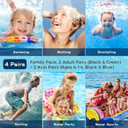 Waterproof Swimming Ear Plugs - 4 Pairs Reusable Silicone Showering Ear Plugs for Adults Kids, Ideal for Swimming, Surfing, Water Sports (Adults- Black, Green & Kids- Black, Blue, 1 Pair (Pack of 4))