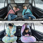 FHSGGP Travel Pillow Car Travel Sleep Support Pillow 2-in-1 Lap Pillow and Car Pillow with Neck and Body Support for Adults and Kids on Long Trips Kids Travel Pillow Colorful Green