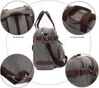 CROCOD 3 In 1 Canvas Convertible Laptop Bag for Men Women, 17.3 inch Laptop Messenger Bag Work Briefcase, Computer Shoulder Bag for Travel Business Office (17.3 Inch, Grey) | 3 In 1, Multi-pocket