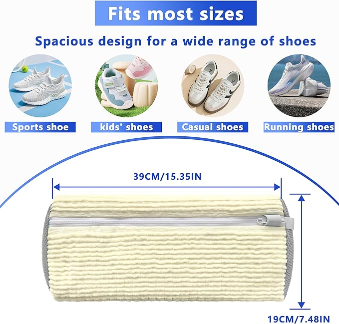 2Pcs Reusable Shoe Washing Machine Bag for Washer and Dryer:Free Up Hands, Prevent Deformation,shoe bag with Zipper Protection Design, Use for all Shoes,Sports Shoes