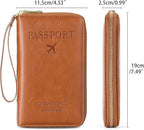 Leather RFID Blocking Passport Holder Travel Wallet, Passport Cover/Travel Wallet for Women/Men with