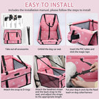 Dog Car Seat Foldable Dog Car Booster Seat Waterproof Breathable Oxford Travel Bag for Small to Medium Dogs, Puppies, and Pets-Footprint Pink