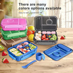 Amathley Bento Box Adult Lunch Box Kids,Lunch Containers for Adults/Kids/Toddler,5 Compartments Bento Lunch Box with Sauce Vontainers,Microwave & Dishwasher & Freezer Safe,BPA-Free (Navy)
