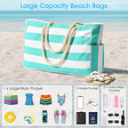Becokan Beach Bags for Women Large Waterproof Beach Tote Bag Zipper Beach Bags Waterproof Sandproof Swim Pool Bag Large Tote