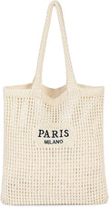 Beach Bags for Women - Straw Bag with Zipper, Soft Woven beach bag, Casual Straw Shoulder Bag for Daily Use