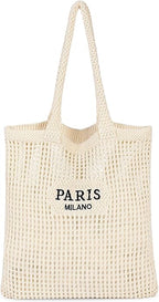 Beach Bags for Women - Straw Bag with Zipper, Soft Woven beach bag, Casual Straw Shoulder Bag for Daily Use