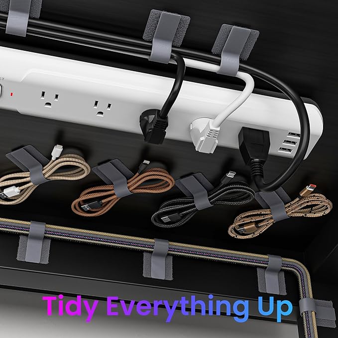 LX IntMfr. Hook and Loop Cable Ties, Self Adhesive Hook and Loop Cable Straps, Sticky-back Cord Organizer, Cable Clip, Household & Office Essentials, 40Pcs per Pack