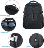 KROSER Travel Laptop Backpack 18.4 Inch XXXL Gaming Backpack with Hard Shell Saferoom RFID Pockets Water-Repellent Business College Daypack Stylish Laptop Bag for Men/Women-Black