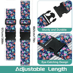 Slohif Luggage Straps for Suitcases Travel Belt Accessories Luggage Connector Identifiers 2 Pack Over Handle with Buckle Unique Nylon Adjustable Strap for Sleeping Bag Car Seat Floral