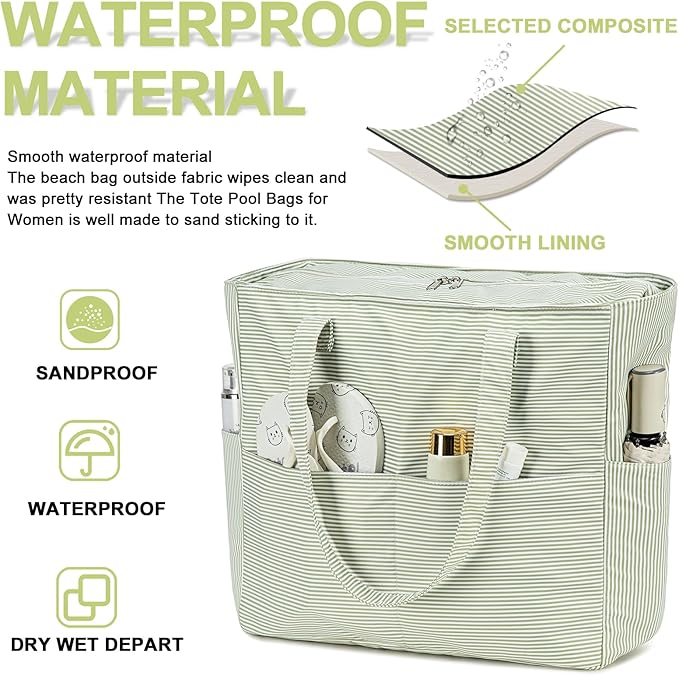 Bluboon Waterproof Beach Tote Pool Bags for Women Ladies Extra Large Carry On Bag With Wet Compartment for Weekender Travel