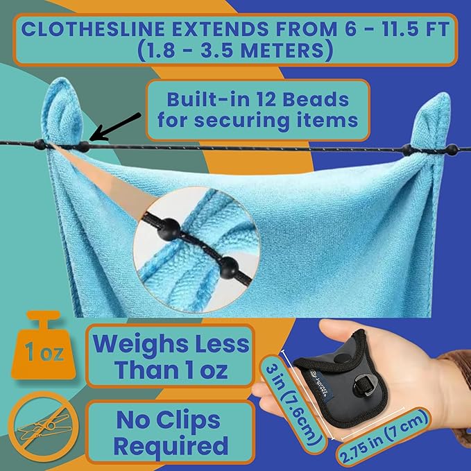 Travel Laundry Detergent Sheets, Portable Clothesline with Universal Sink Stopper – Lightweight Clothesline, Laundry Detergent Sheets & Sink Stopper best for Cruise, Hotel, Camping & On-the-Go Washing