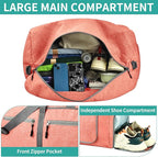 Dimayar 65L Travel Duffle Bag for Men Women - Foldable Duffel Bag with Shoes Compartment - Overnight Bags Waterproof & Tear Resistant(Orange)