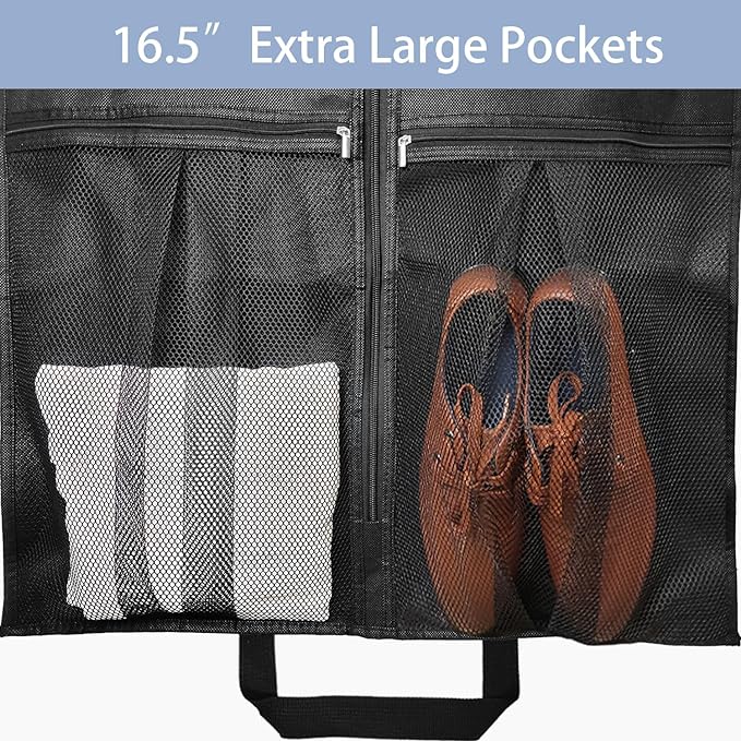 43" Heavy Duty Garment Bags Suit Bags Travel, Suit Holder for Hanging Clothes Storage, 6" Gussetes with Pockets and 2 Carry Handles, Clothes Cover for Coat, Dress, Jacket, Shirts, 3 Pack