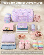Choco Mocha Girls Suitcase with Wheels, Kids Rolling Duffle Bag Luggage for Travel 22inch, Fluids Babyblue