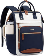 LOVEVOOK Laptop Backpack for Women Work Bag with Large Capacity Cup Side Pocket, 15.6 Inch Waterproof Computer Backpacks (Dark-blue, 15.6INCH)