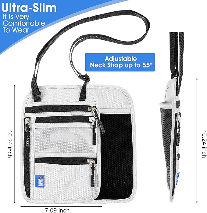 Neck Pouch, Waterproof RFID-Blocking Neck Wallet for Traveling Men, Passport Pouch for Travel, Passport Holder With Strap Ideal for Travelers Men and Women