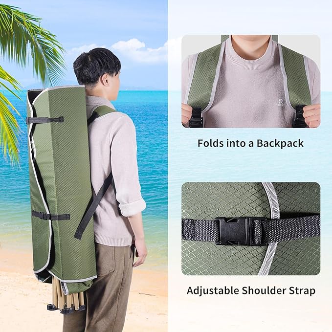 VTOY Portable Camping Chair with Canopy - Folding Chair with Canopy, Durable 600D Oxford Canopy Chair for Camping, Beach, Picnics, Fishing & Sports